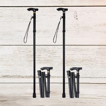 Black Aluminium Folding Walking Stick